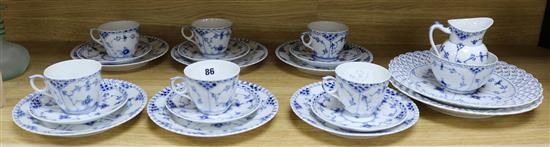 A twenty two piece Royal Copenhagen Onion pattern part tea service